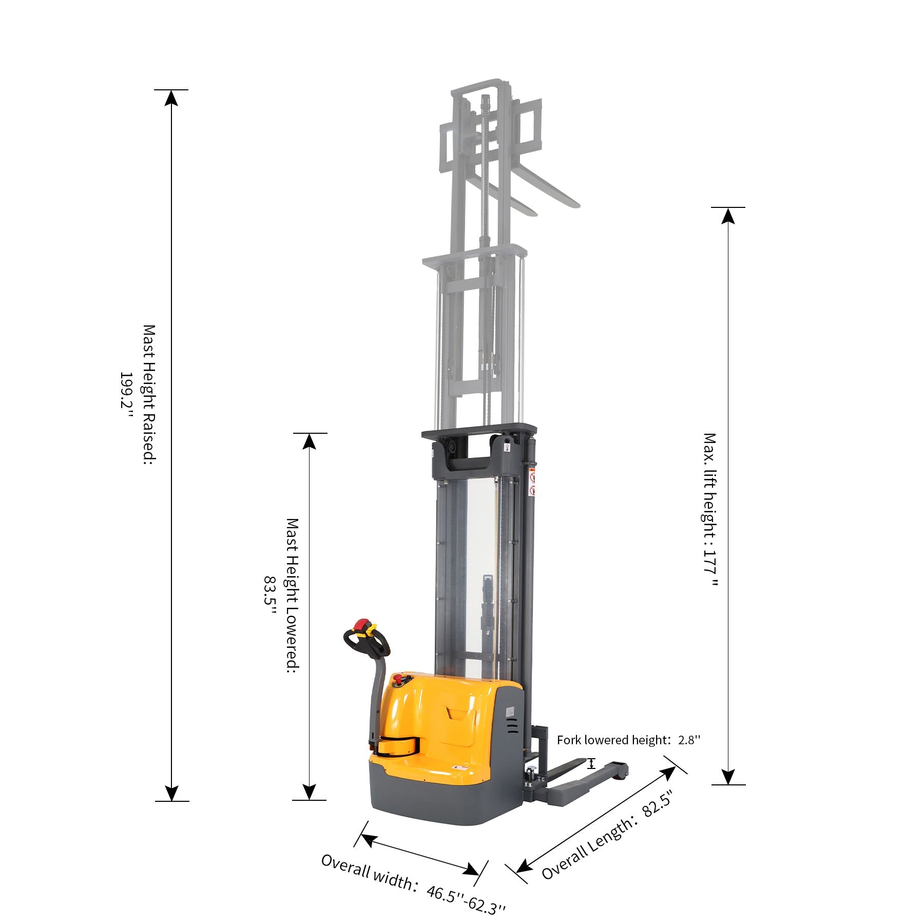 ApolloLift | Powered Forklift Full Electric Walkie Stacker 3300 lbs Cap. 177"Lifting A-3029