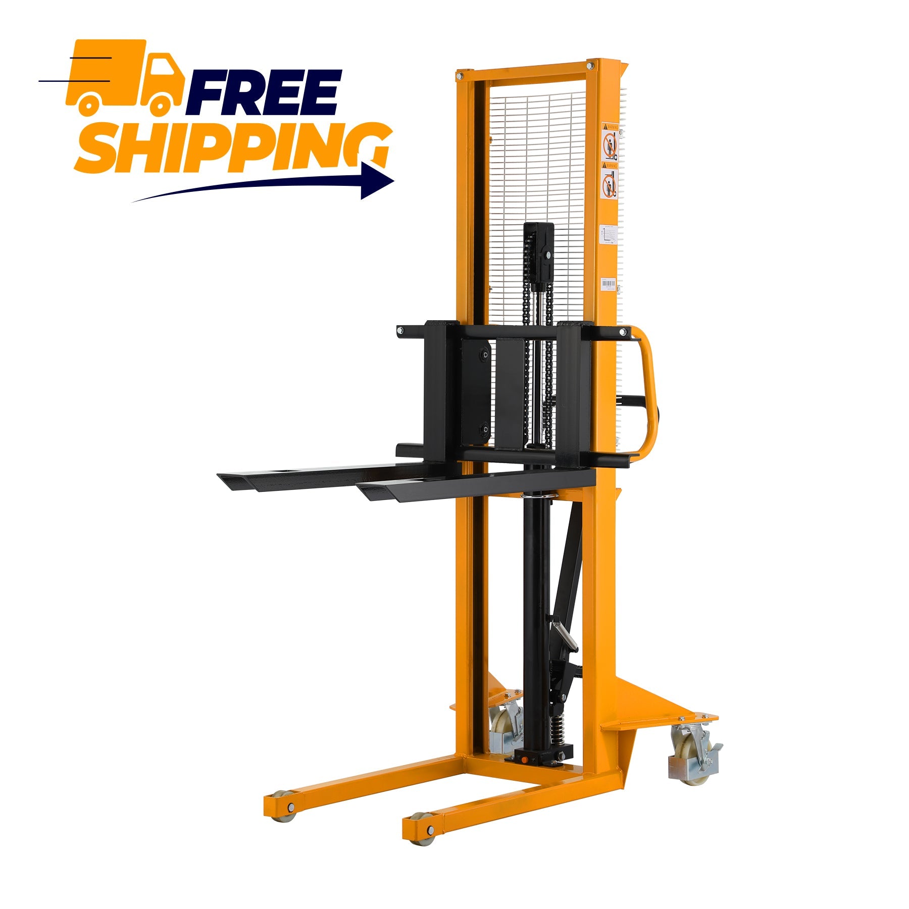 ApolloLift | Manual Pallet Stacker Adjustable Forks 1100lbs Cap. 63" Lift Height A-3002