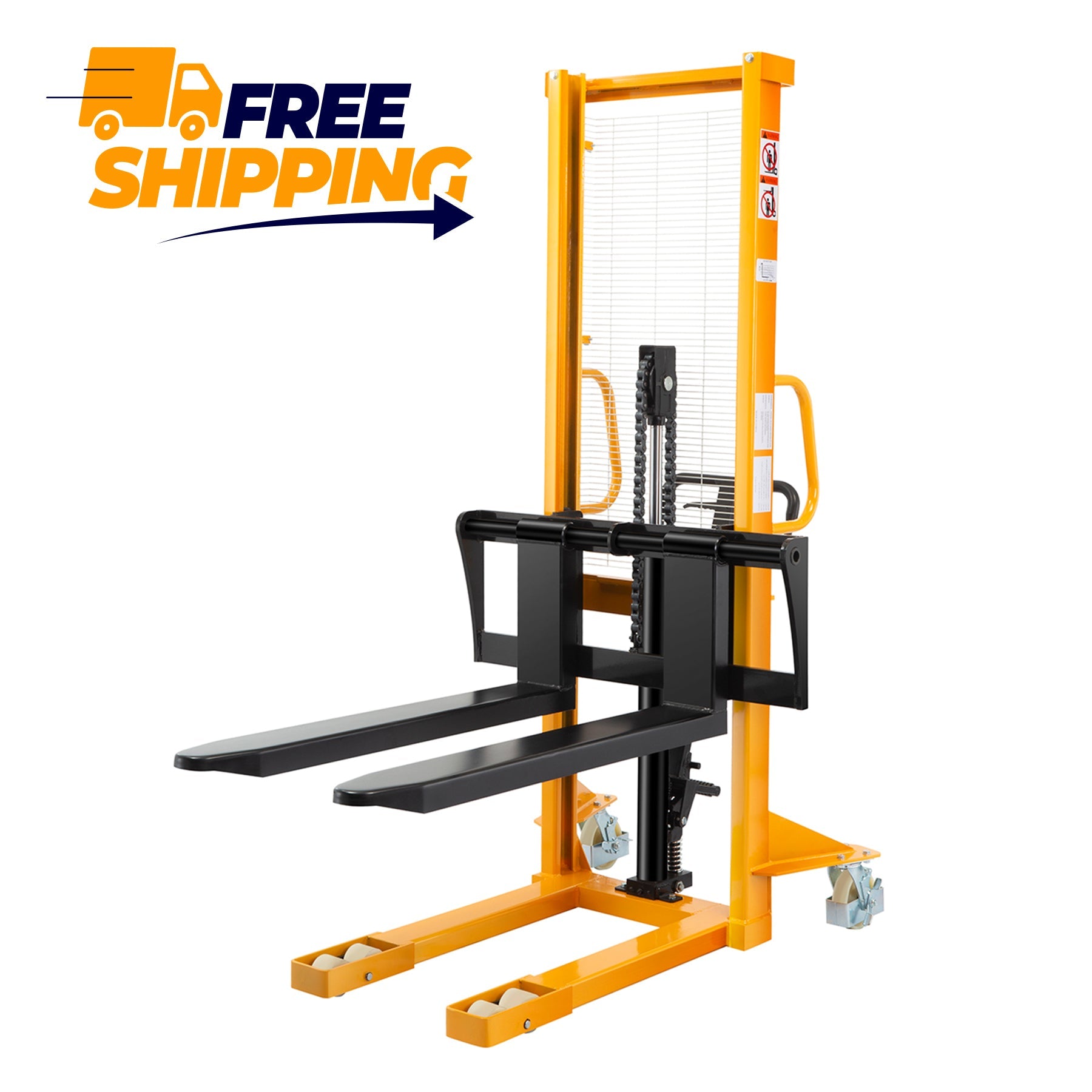 ApolloLift | Manual Hydraulic Stacker Pallet Stacker Adjustable Forks 2200lbs Cap. 63" Lift Height A-3003