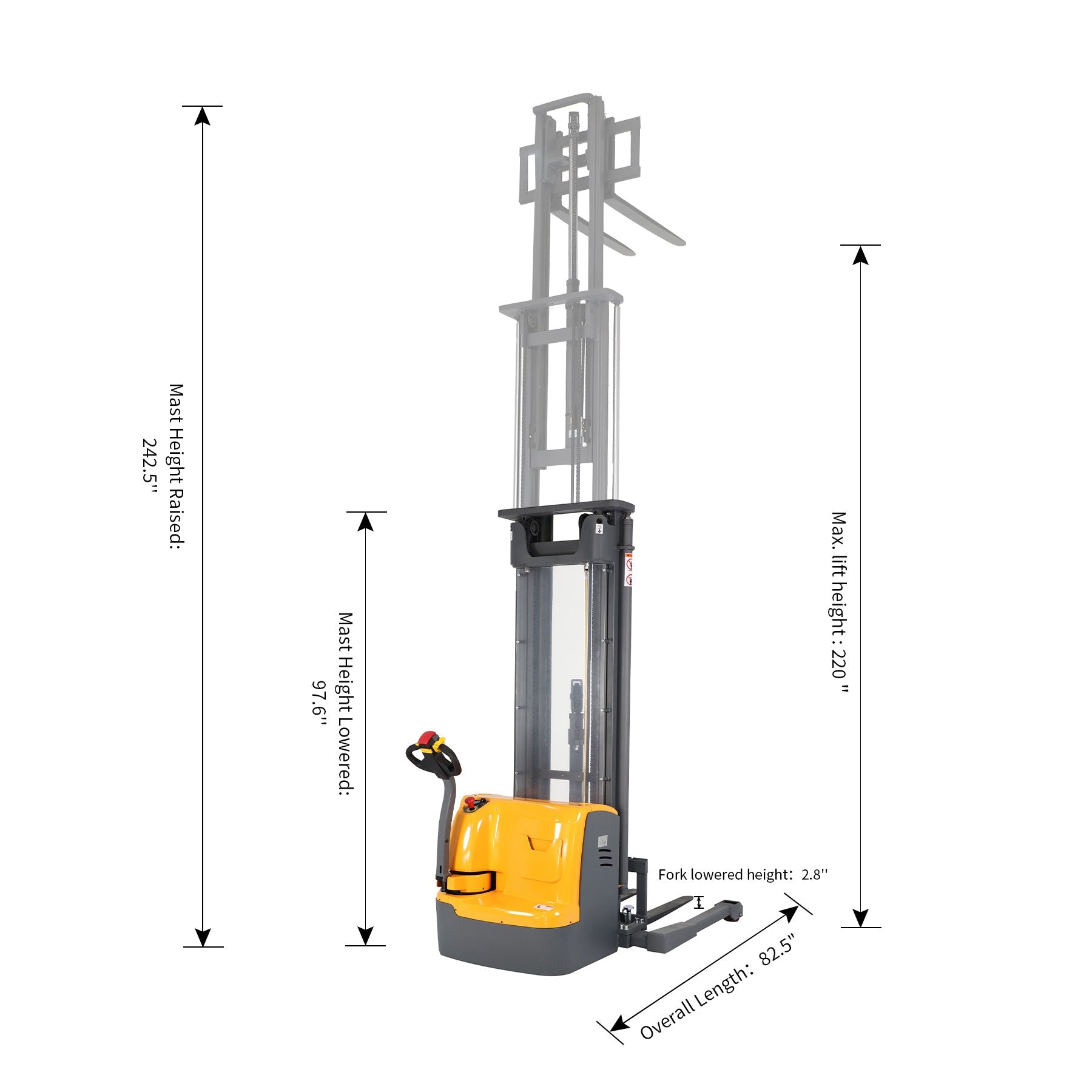 ApolloLift | Powered Forklift Full Electric Walkie Stacker 3300 lbs Cap. 220"Lifting A-3030