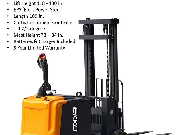 EKKO EK14-130 Counterbalanced Walkie Stacker 3300 lb Cap., 130" Height