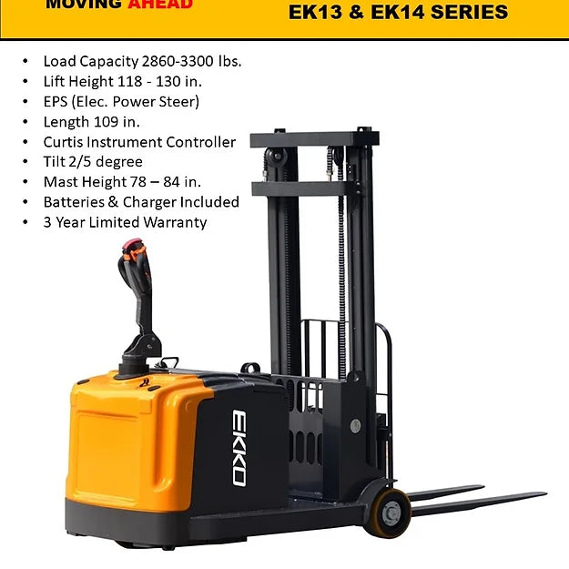 EKKO EK14 Counterbalanced Walkie Stacker 3300 lb Cap., 118" Height