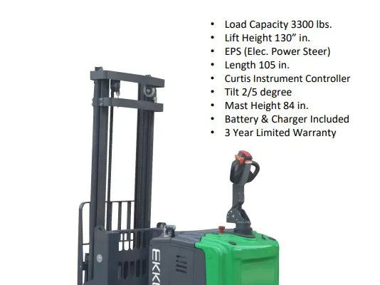 EKKO EK14S-130LI Lithium Counterbalanced Walkie Stacker SIDE-SHIFTING