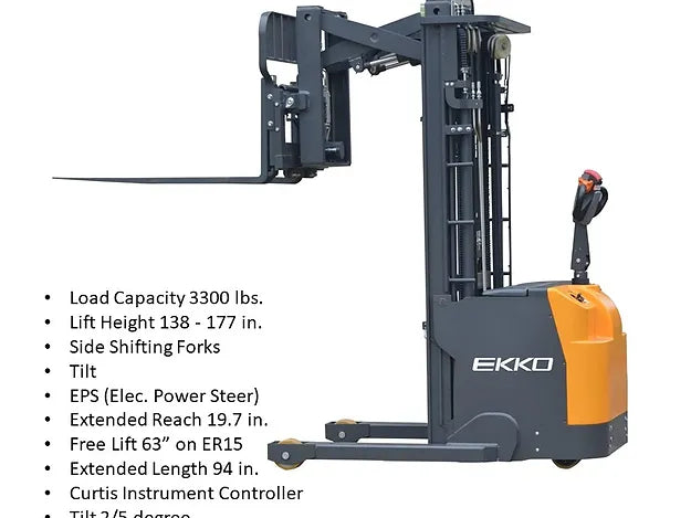 EKKO ER15 Walkie Reach Truck 3300 lb Cap., 177" Height, Side Shift