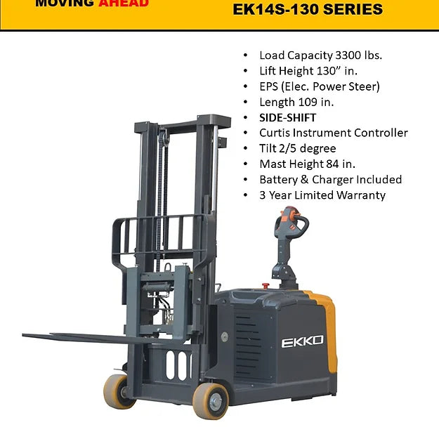 EKKO EK14S-130 Counterbalanced Walkie Stacker SIDE-SHIFTING