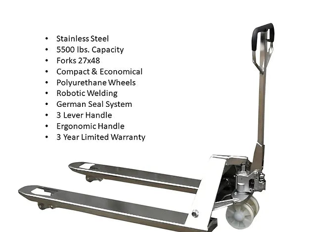 EKKO A25S Stainless Steel Manual Pallet Jack 5500lbs., Capacity