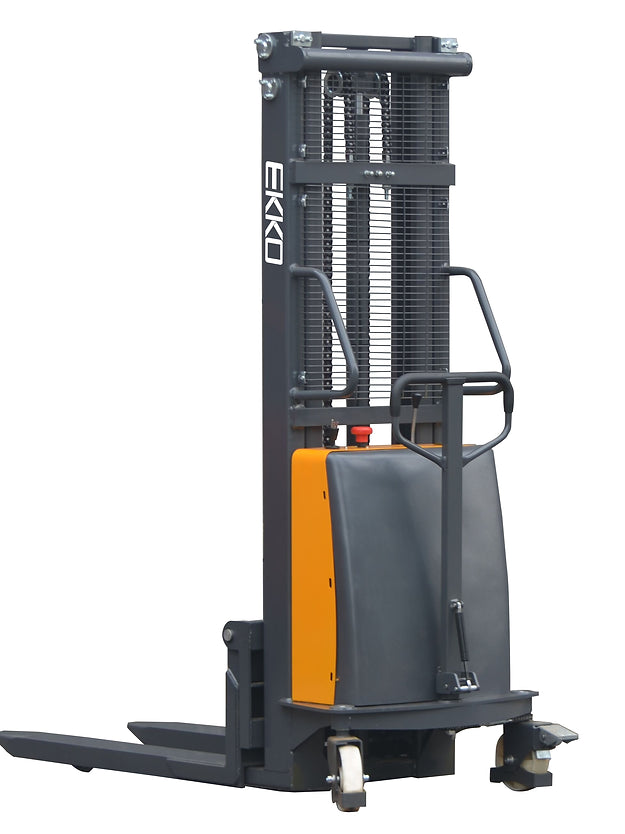 EKKO EA15C Semi-Electric Fork-Over Stacker 3300lbs. Cap., 119.3" Height