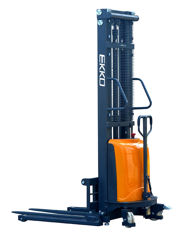 EKKO EA15D Semi-Electric Straddle Stacker 3300lbs. Cap., 138" Height