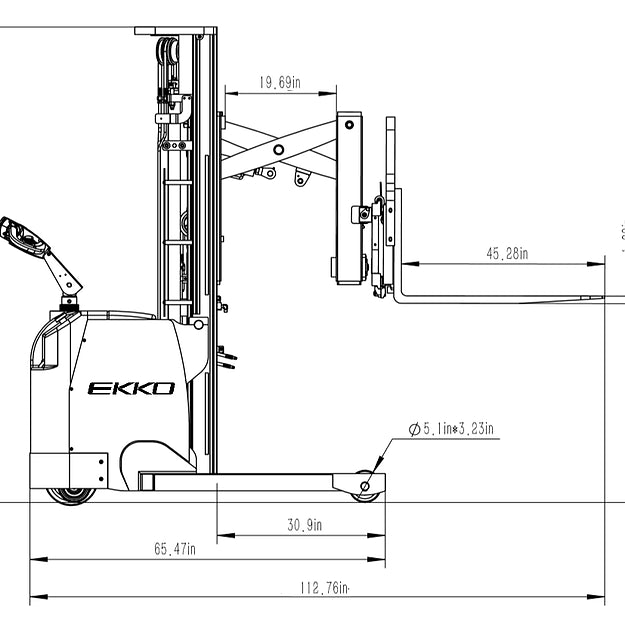 EKKO ER15L Walkie Reach Truck 3300 lb Cap., 138" Height, Side Shift