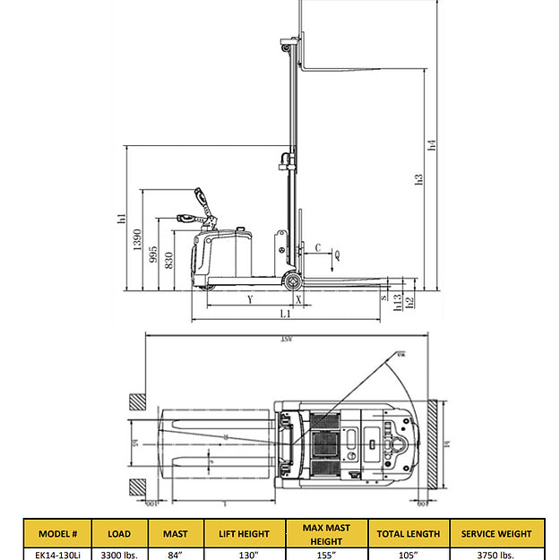 EKKO EK14-130Li Counterbalanced Walkie Stacker