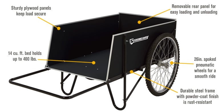 Strongway® Garden Cart — 400-lb. Capacity - 14 Cubic Foot Trailer (46441)