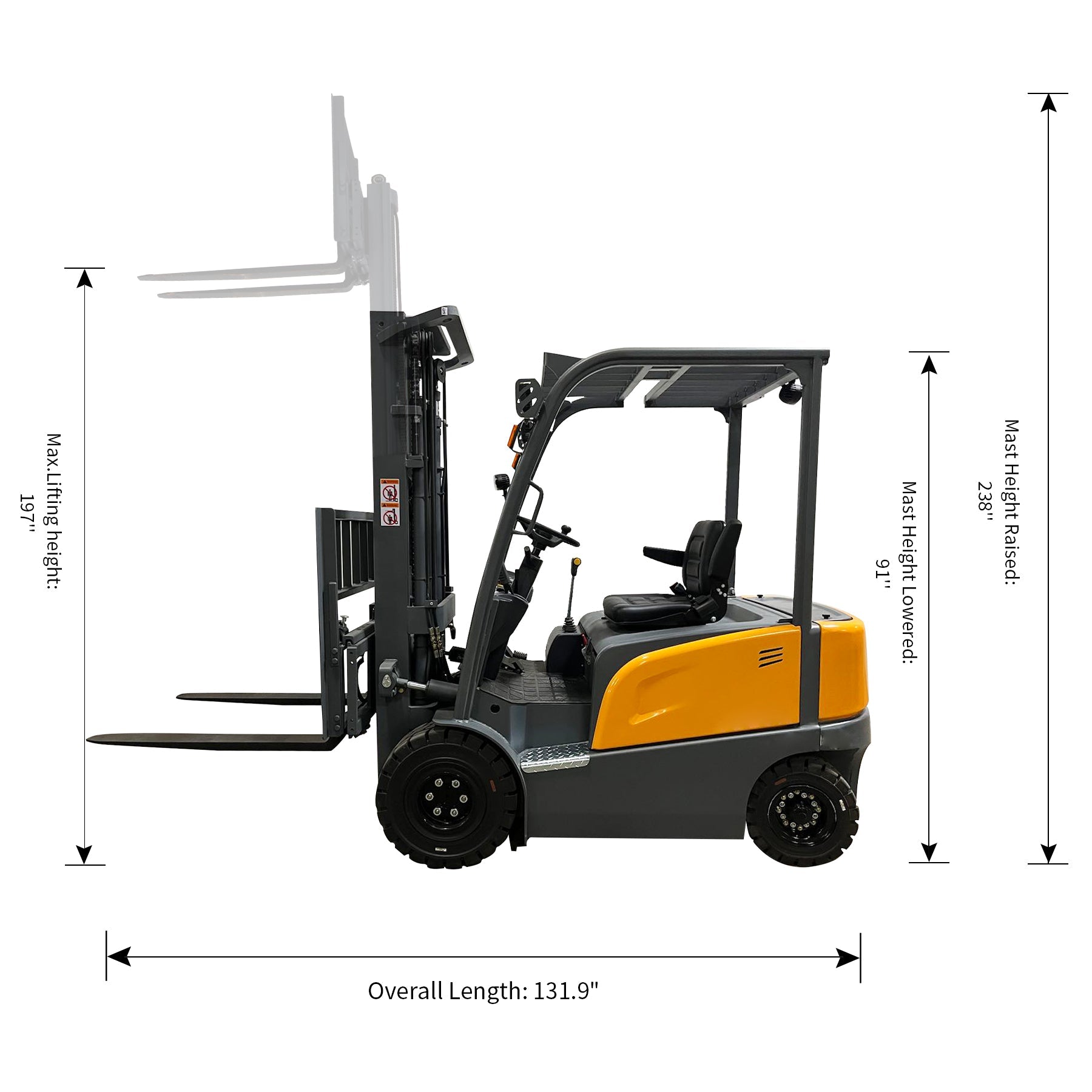 ApolloLift | Lead acid Battery 4-wheel Electric Forklift 5500lbs Cap. 197" Lifting A-4004