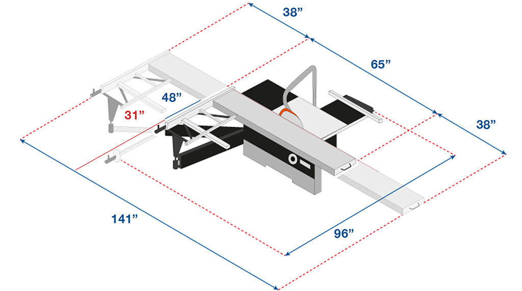 Maksiwa Sliding Table Saw BMS.1600.IR - 5HP Main Blade, 1HP Scoring Blade