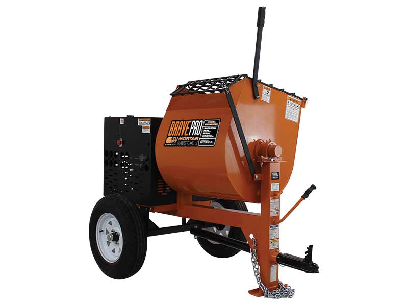 BravePro™ 6 Cubic Foot Steel Drum Mortar Mixer w/ Honda® GX240 Engine (BRPMM106H)