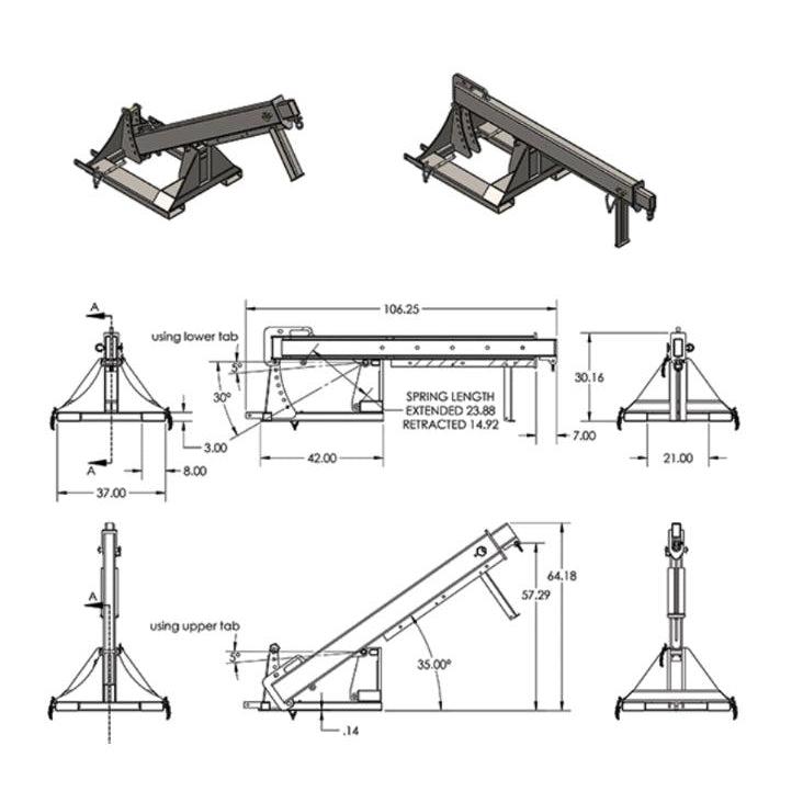 HAUGEN ATTACHMENT TELESCOPING PIVOTING ADJUSTABLE JIB