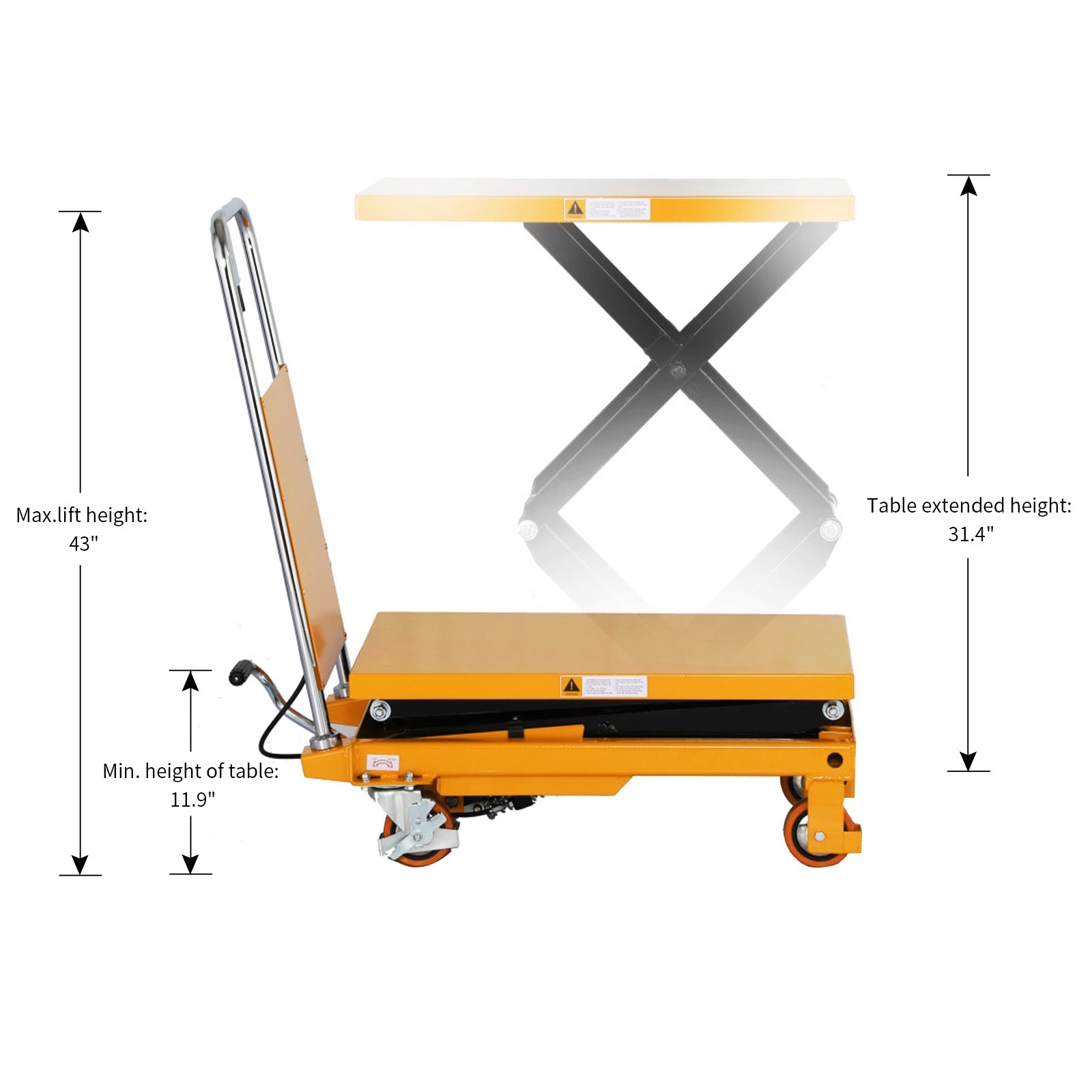 ApolloLift | Double Scissor Lift Table 330lbs 43.3" Lifting Height
