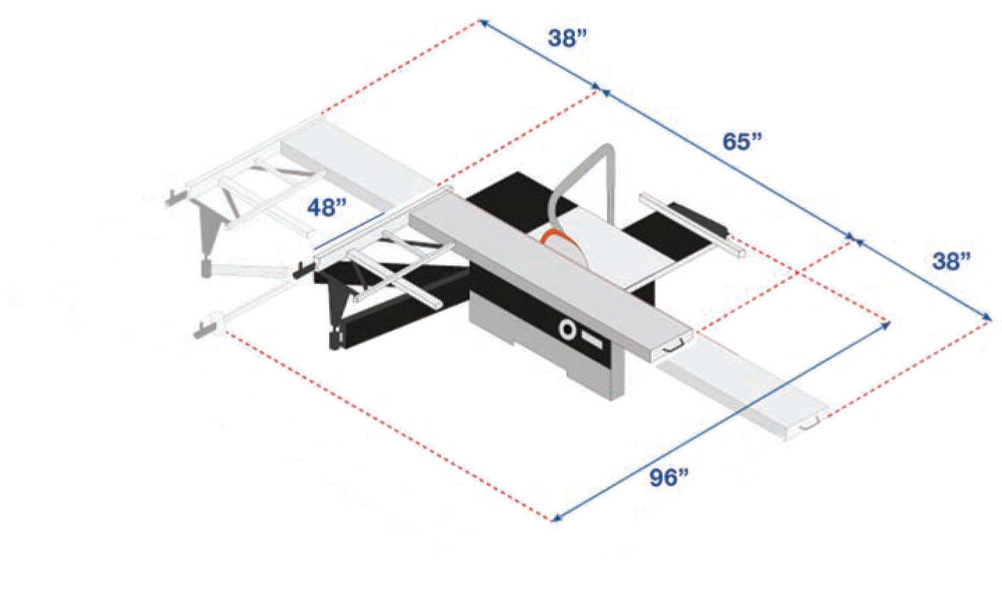 Maksiwa Sliding Panel Table Saw, Single Phase, Power and Precision with a Small Footprint - BMS.1600.IR